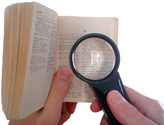 Dictionary with Magnifying Glass