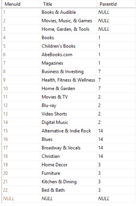 Amazon Menu Records