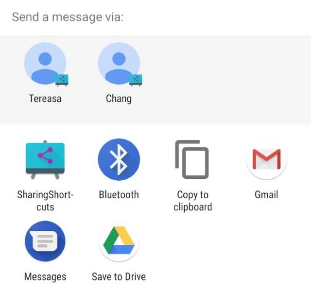 Android Q - 'Send Message Via' screenshot