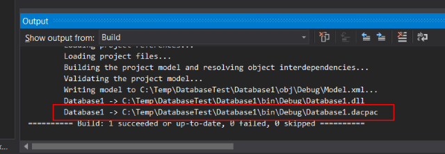 Screenshot of DACPAC Generated