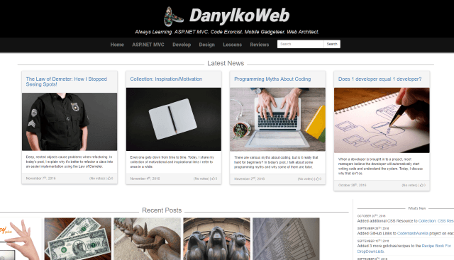 Version 2 screenshot of DanylkoWeb Main Page