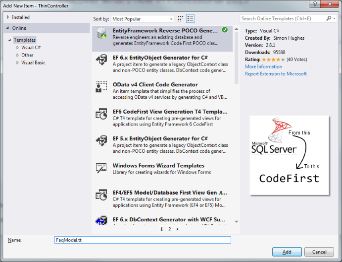 Entity Framework Reverse POCO Generator