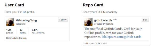 Screenshot of Github Cards