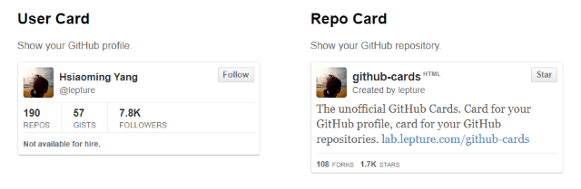 Github Cards Screenshot of Github Cards