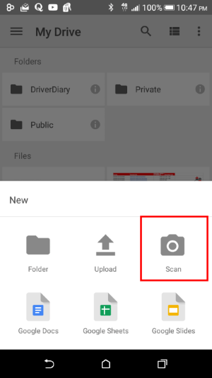 Google Drive Add New File By Scanner