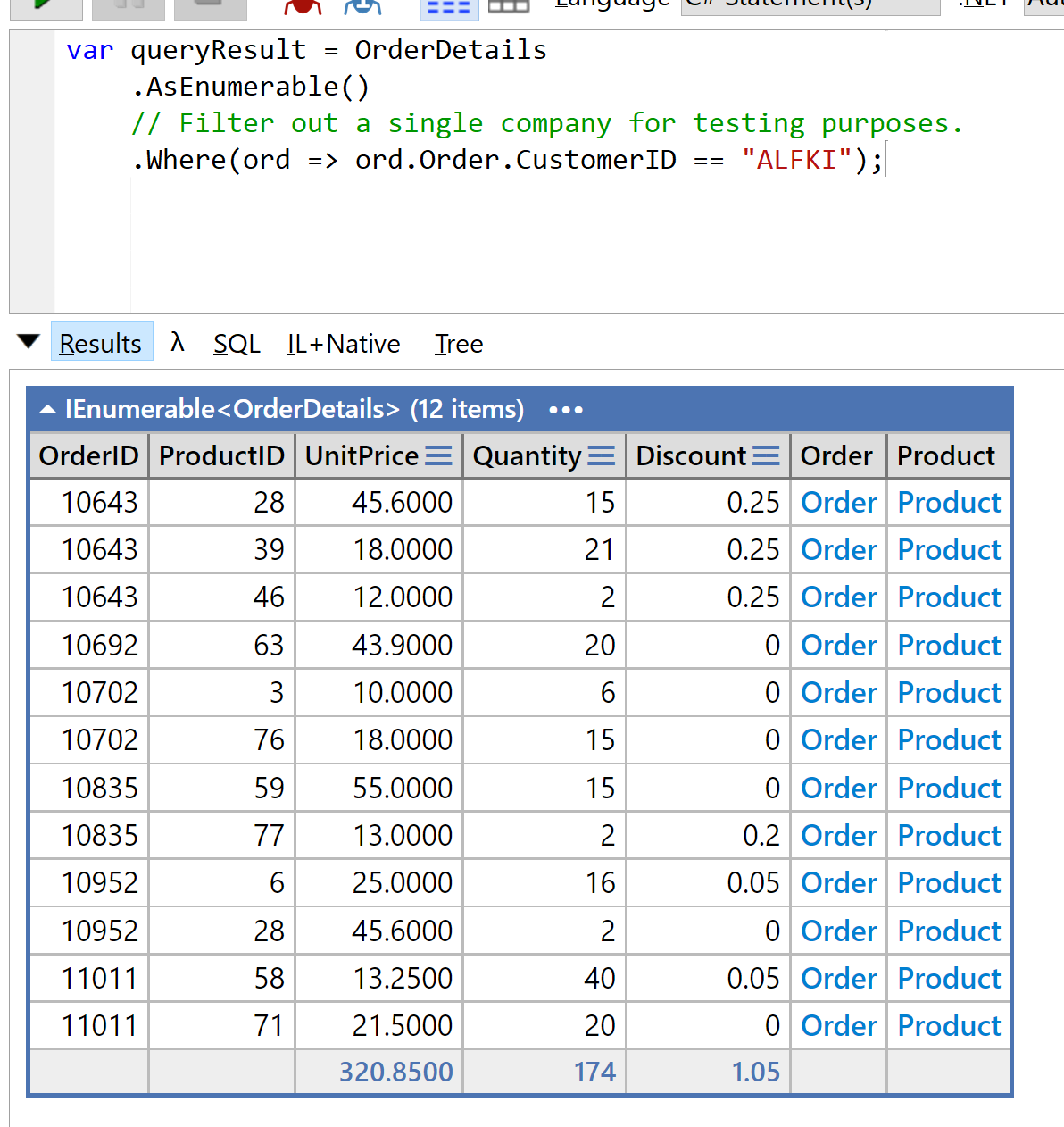 Initial Query in LINQPad 6