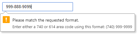 Input Pattern with Error Message