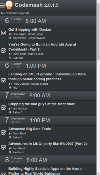 Codemash Agenda Page