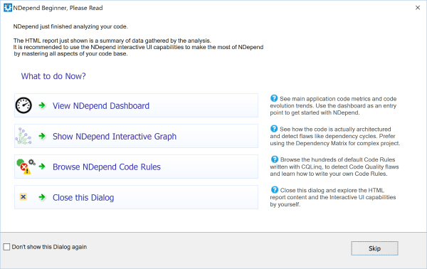 NDepend Finished Analyzing Project