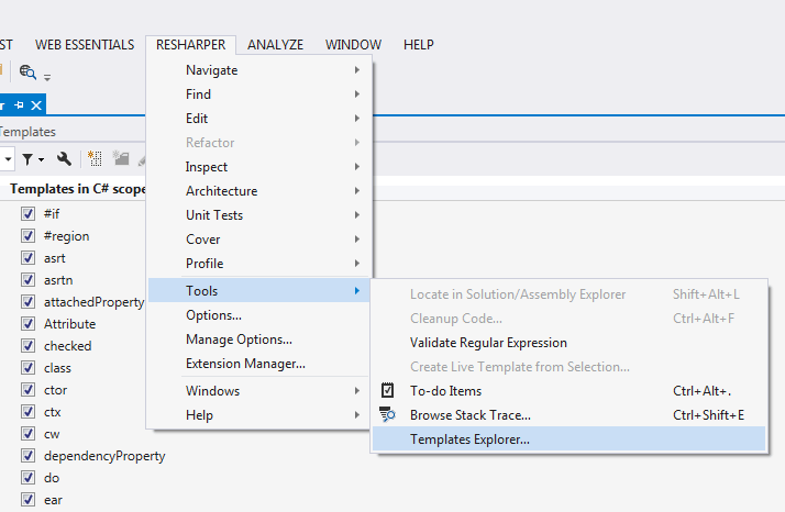 Resharper Template Explorer