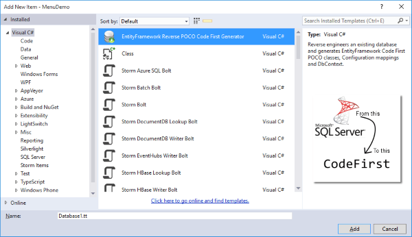 Entity Framework Reverse POCO Code First Generator