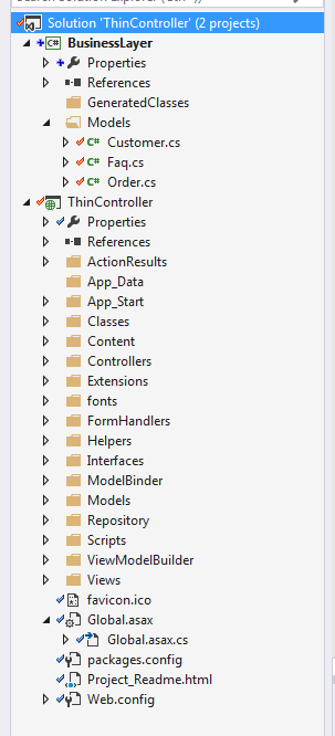 BusinessLayer and UI Layout of our current solution