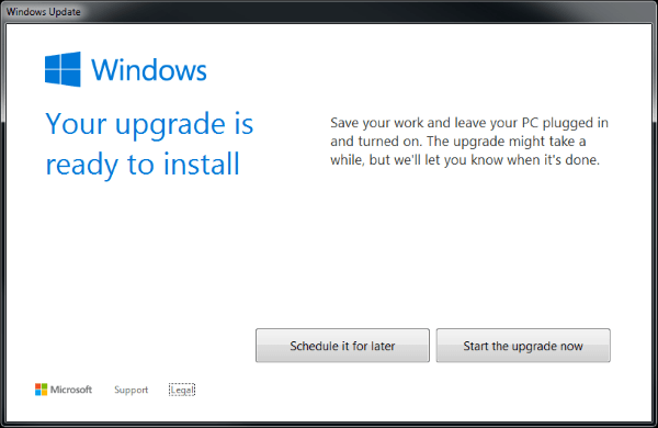 Windows 10 Acceptance Screen