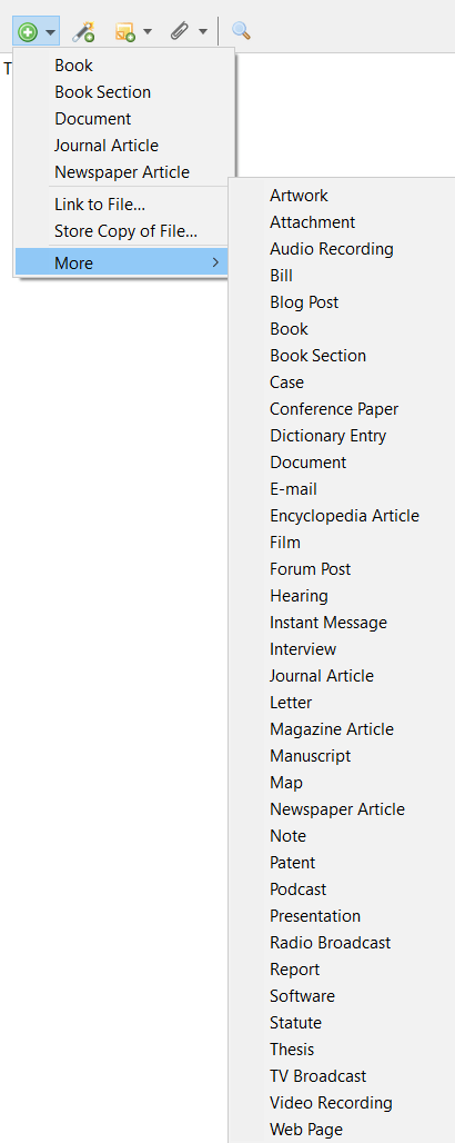 Zotero Document Types