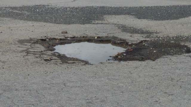 A pothole on the road