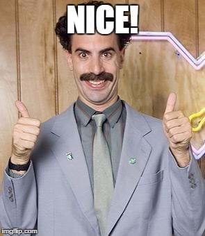 Picture of Borat with two thumbs up