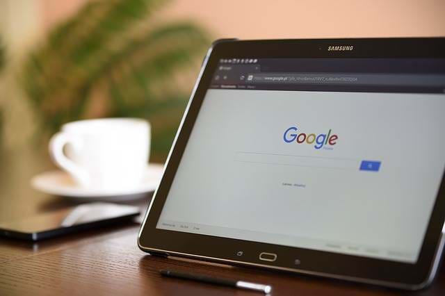 Screenshot of Google on a tablet