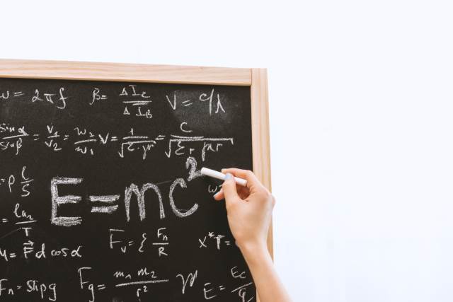 Albert Einstein Chalkboard with E=MC2