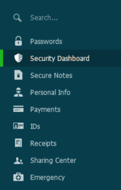 Dashlane - Desktop Menu