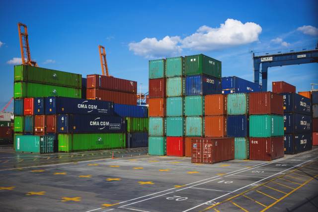 Containers on a dock