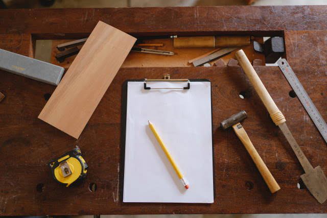 Tools and Clipboard on a Workbench