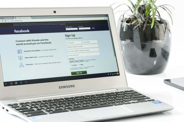 Screenshot of Facebook on a laptop