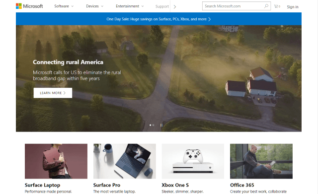 Microsoft.com Screenshot