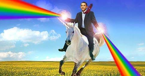 Obama riding Unicorn