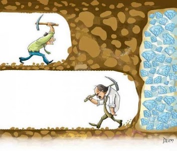 Persistence is key to your success Picture of man digging for diamonds