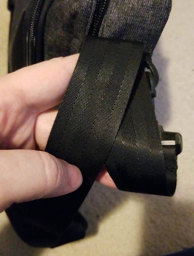 Snapshot of the strap that goes across your shoulder