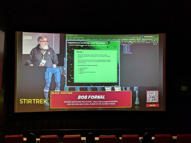Bob Fornal with his session on Asynchronous JavaScript