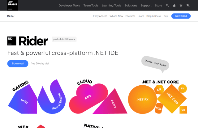 JetBrain's Rider IDE website