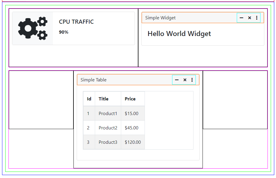 Screenshot of a Tuxboard layout