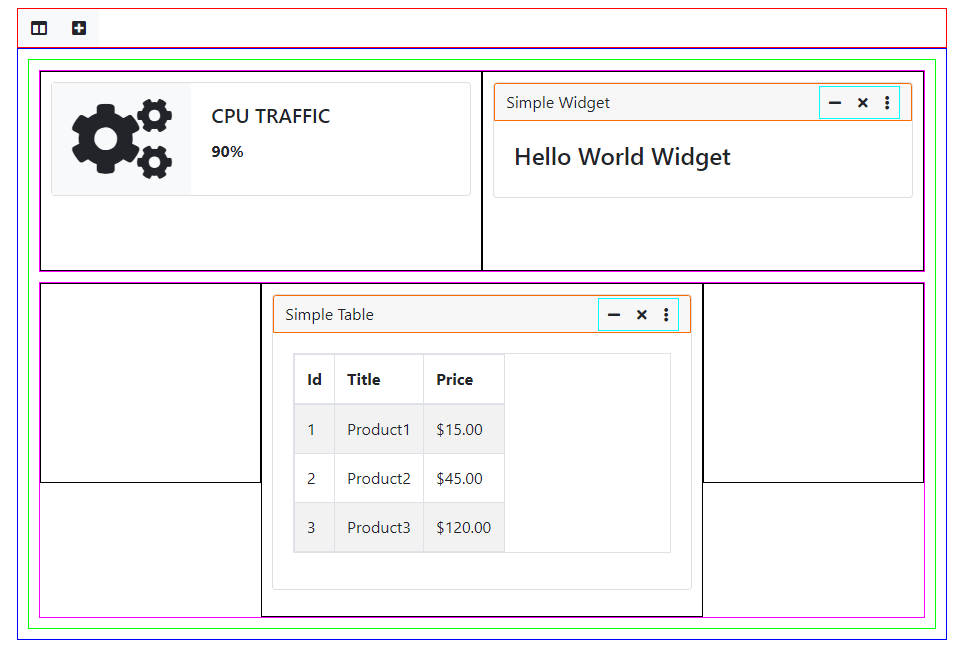 Screenshot of a Tuxboard layout