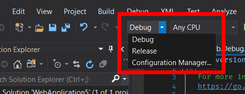 Screenshot fo Configuration Manager in Visual Studio Screenshot fo Configuration Manager in Visual Studio