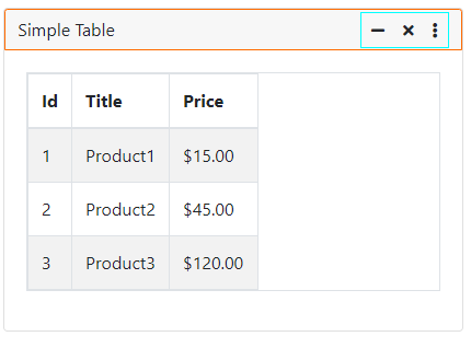 Screenshot of a table widget