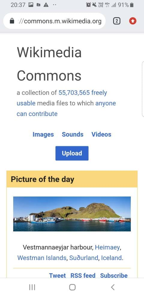 Screenshot of wikimedia commons on a smartphone