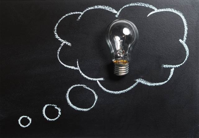 Just because someone came up with an idea before you doesn't mean they win! A lightbulb in a thoughtbubble on a chalkboard